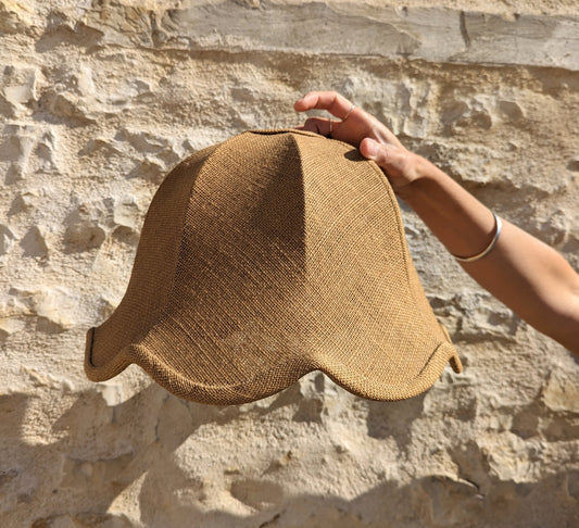 French Hessian Scalloped Lampshade