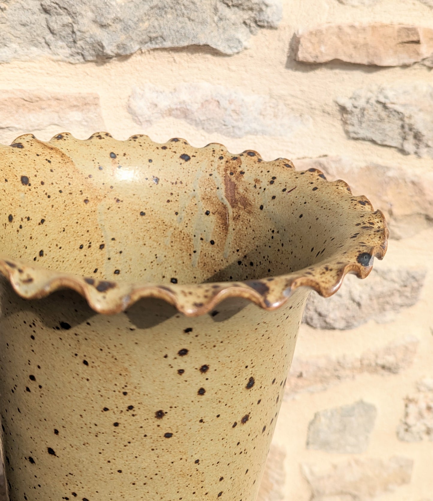 Scalloped Edge Speckled Vase