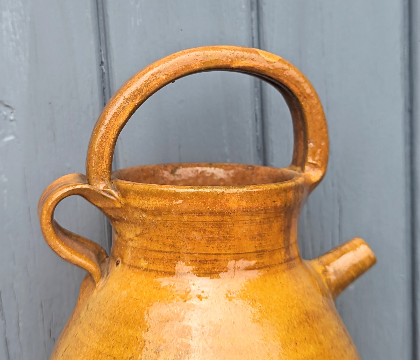 French Mustard Glazed Vintage Water Jug