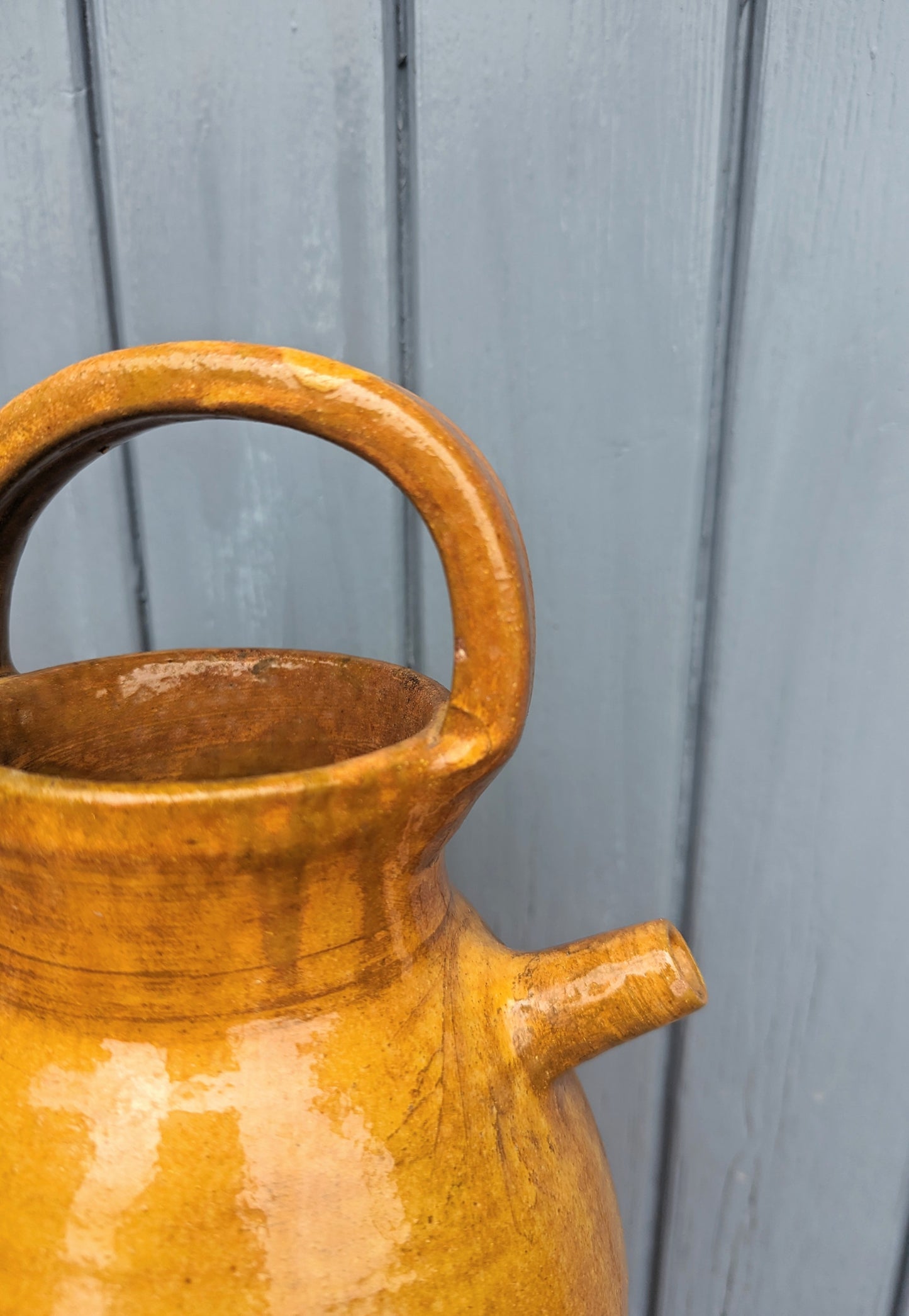 French Mustard Glazed Vintage Water Jug