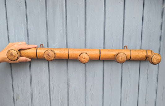 French Faux Bamboo Wooden Peg Coat Rack
