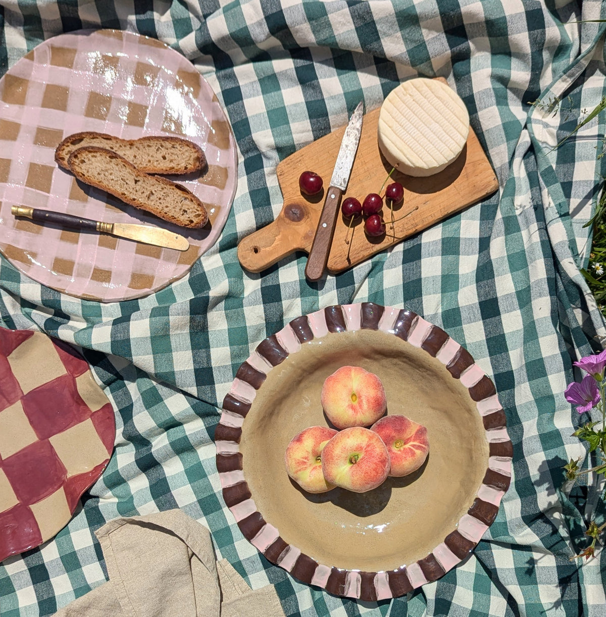 Pink Gingham Serving Platter