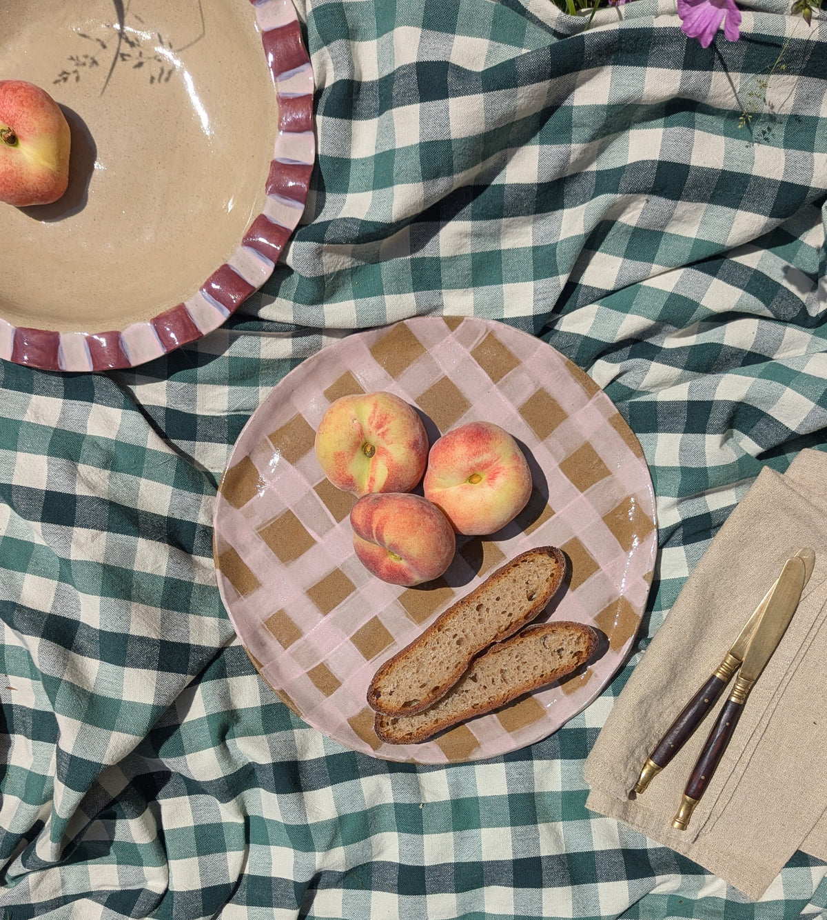 Pink Gingham Serving Platter