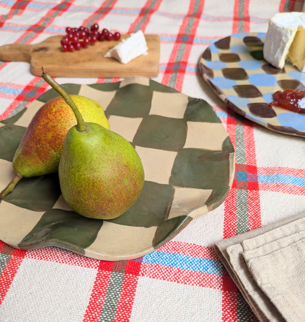 Olive Wavy Check Platter