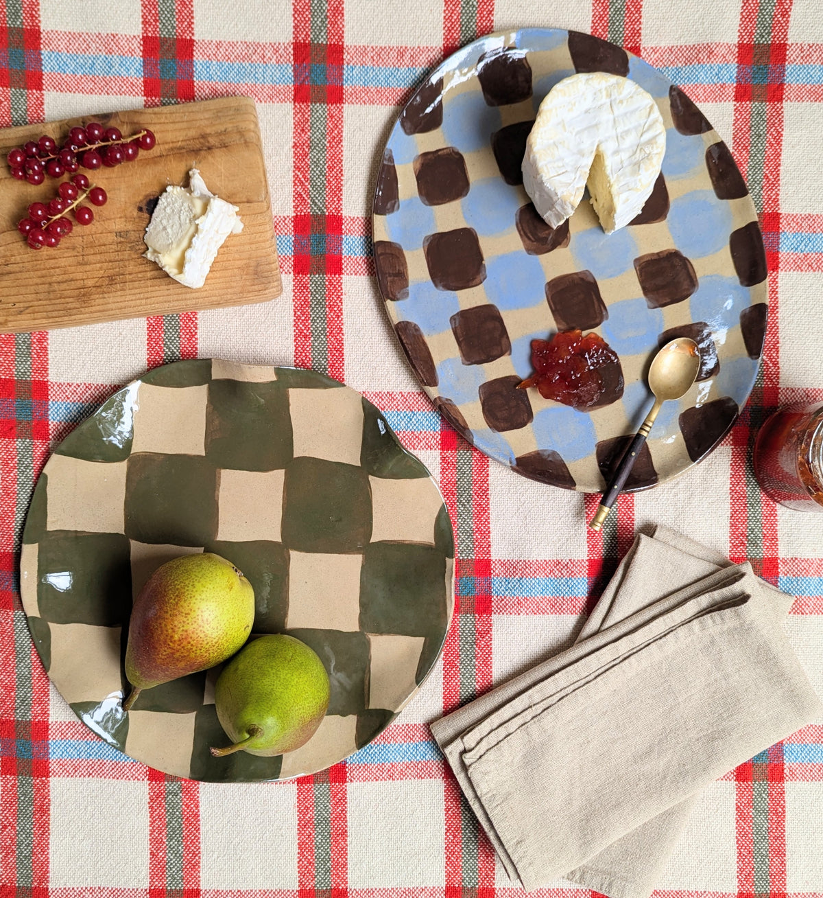 Olive Wavy Check Platter