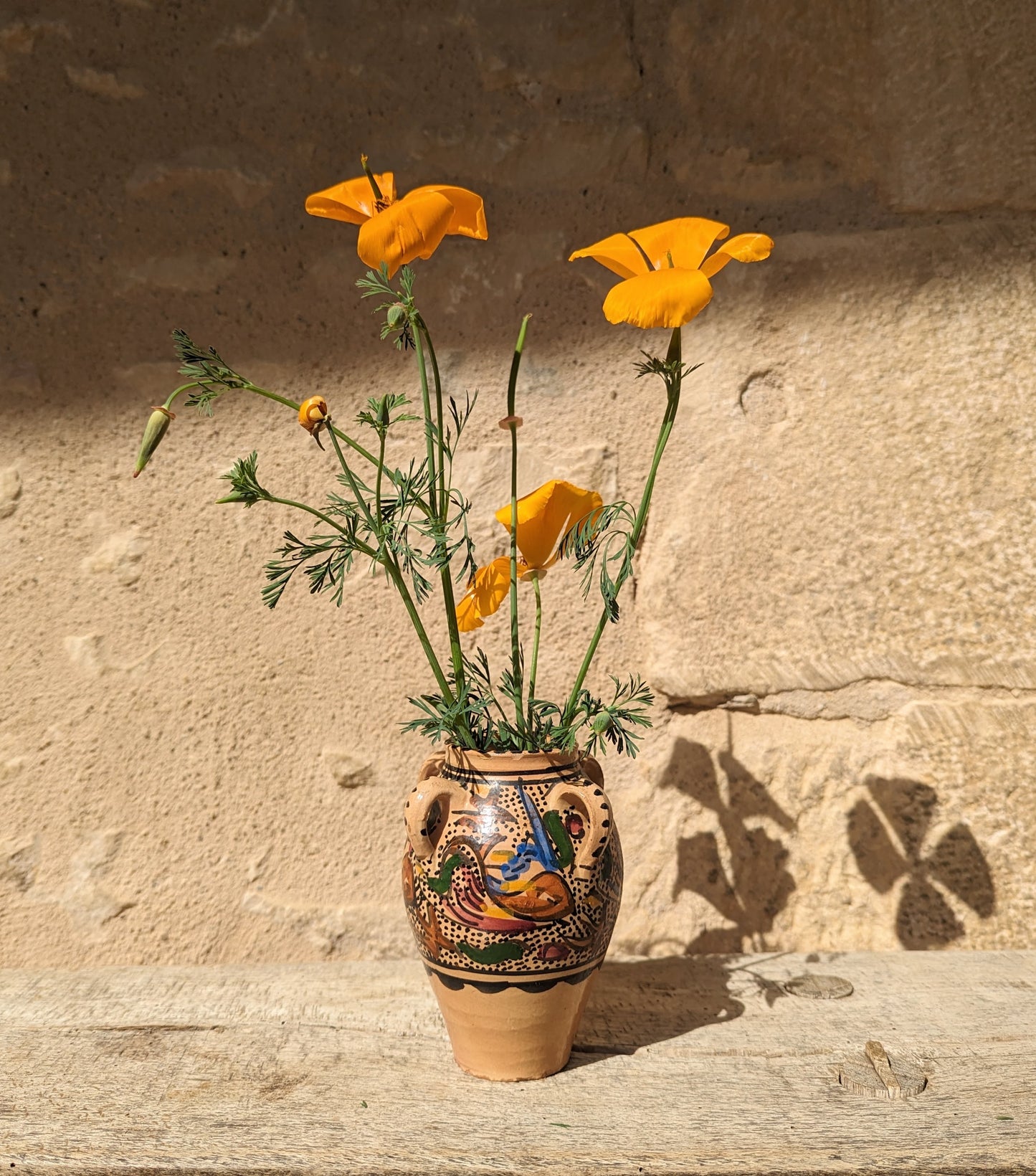 Small Beautiful Hand Painted Handle Vase