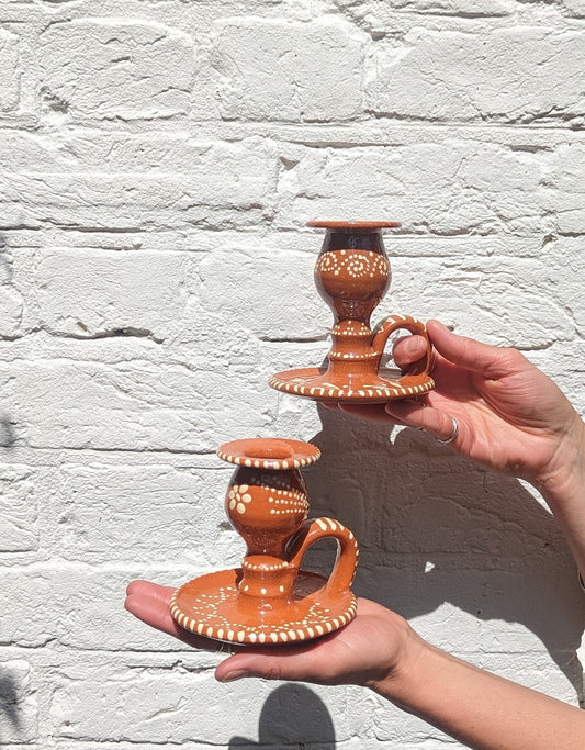 Pair of Terracotta Candle Holder