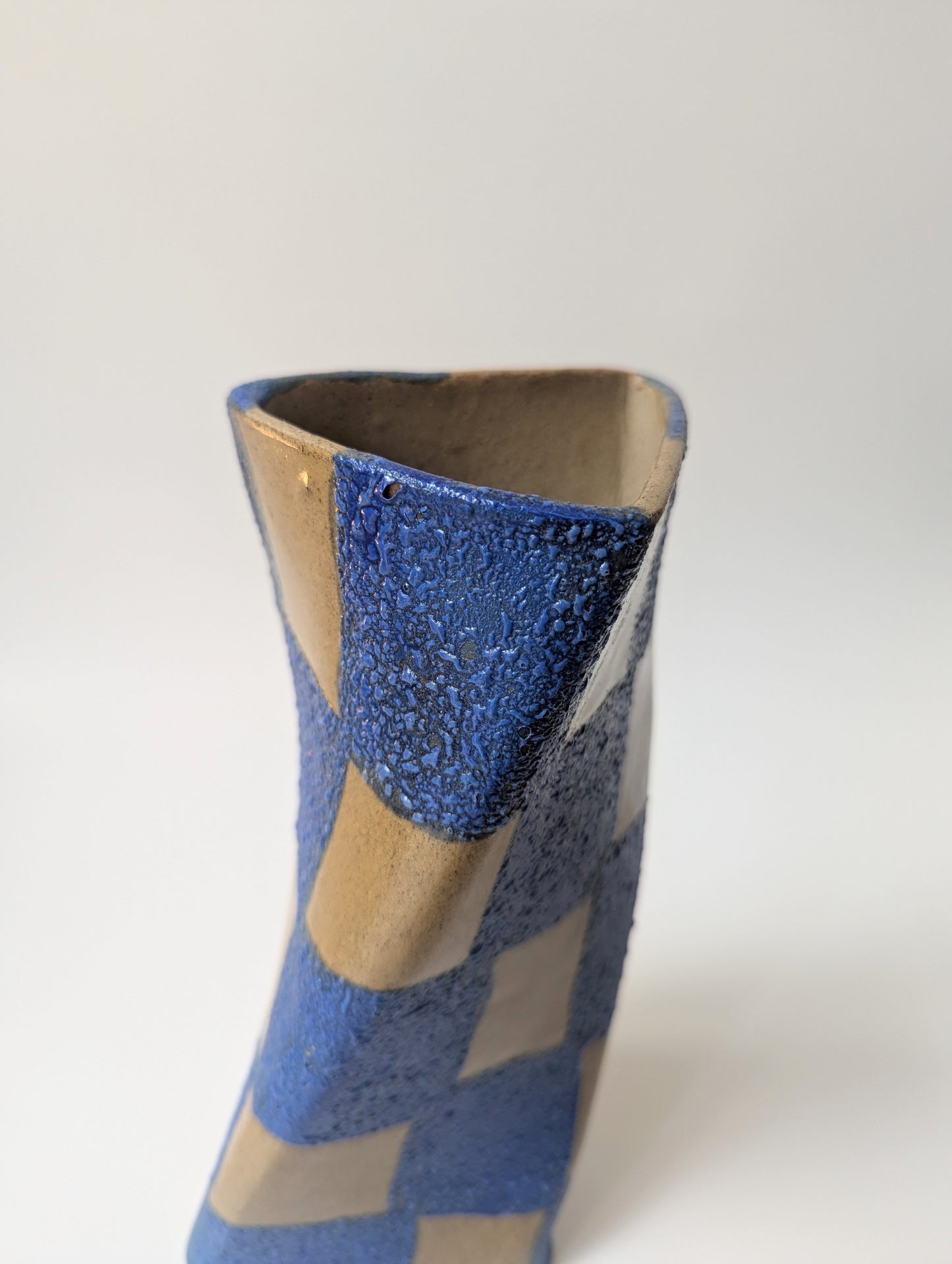 Blue Check Twist Vase Seconds