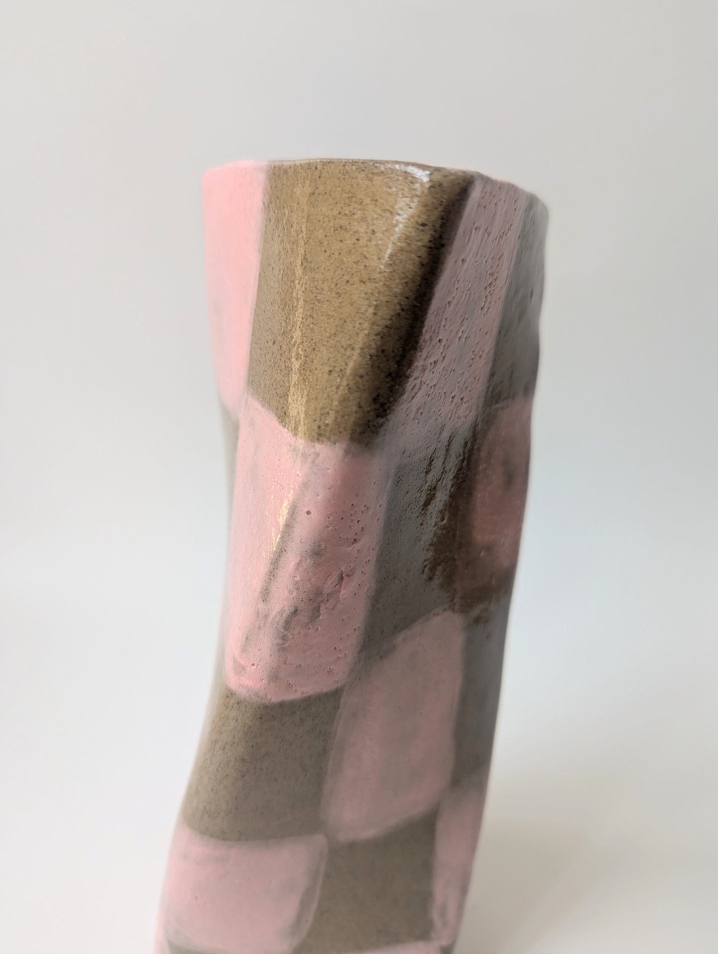 Pink Check Twist Vase Seconds