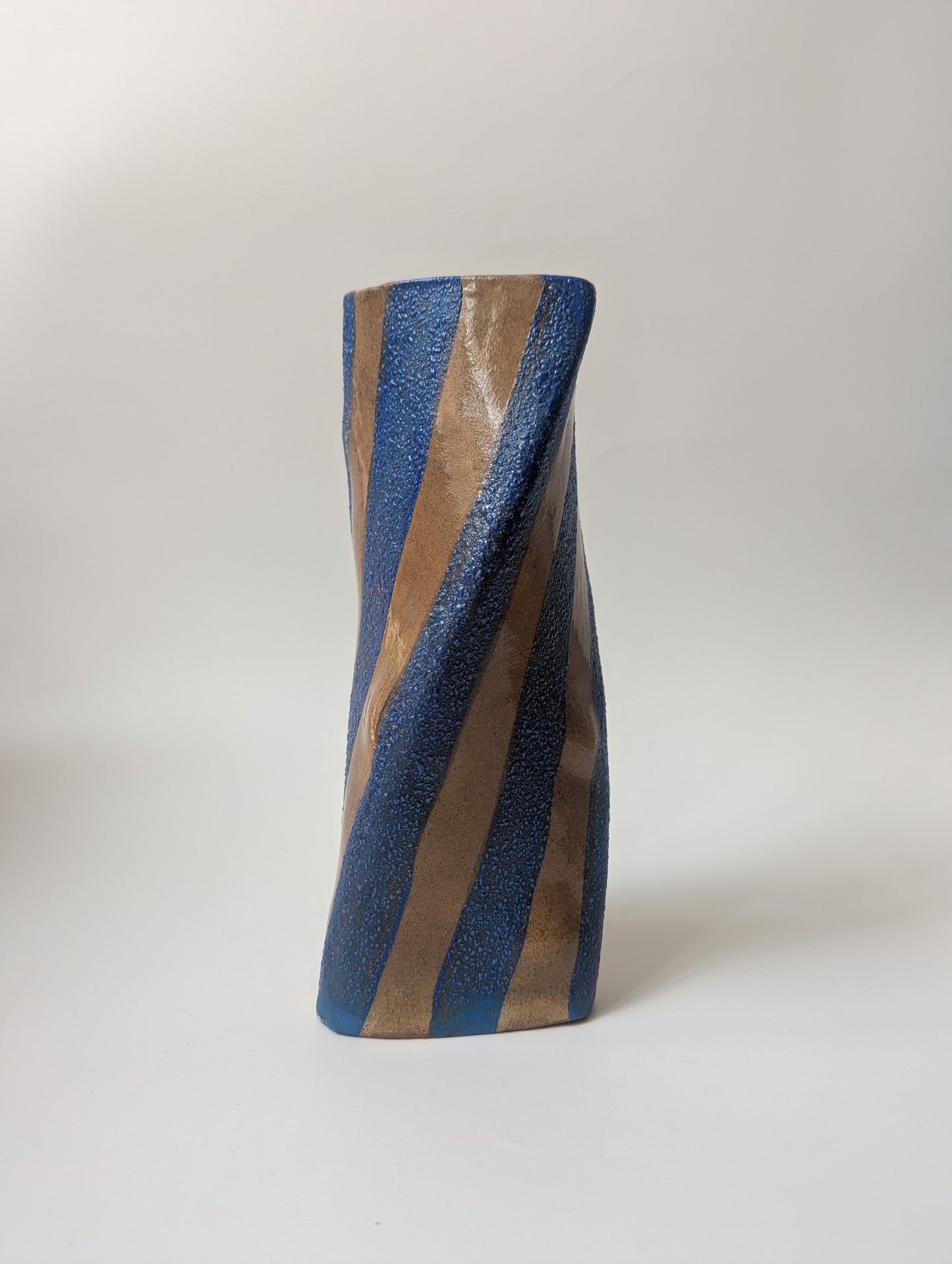Blue Stripe Twist Vase Seconds