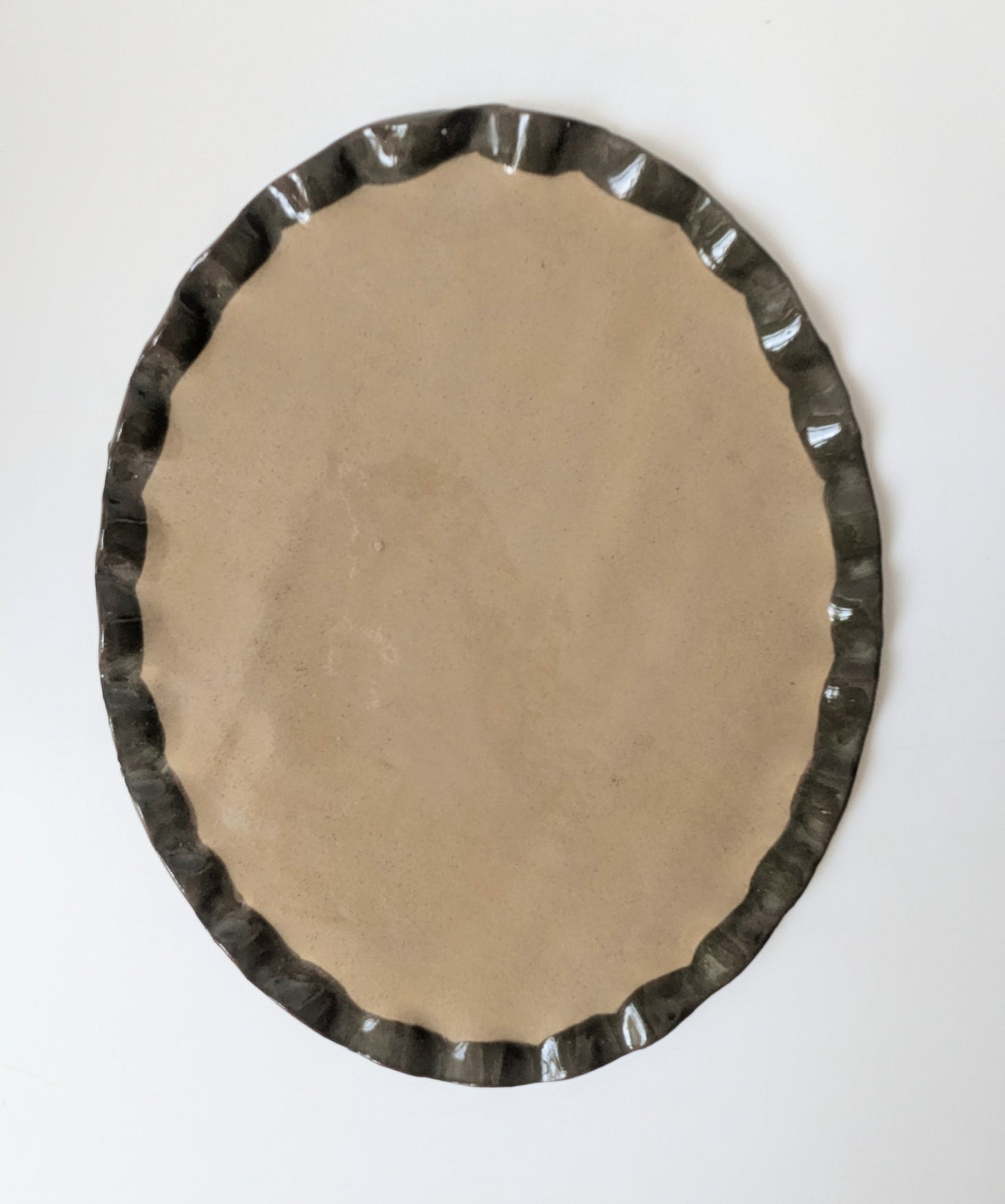 Smokey Olive Frill Platter Seconds