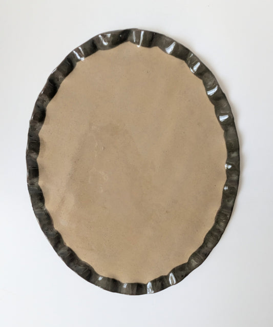 Smokey Olive Frill Platter Seconds