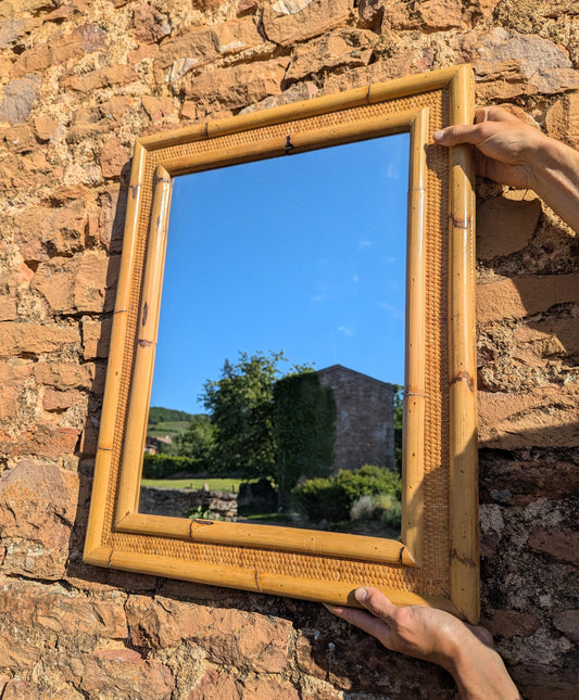 Large Bamboo French Vintage Mirror