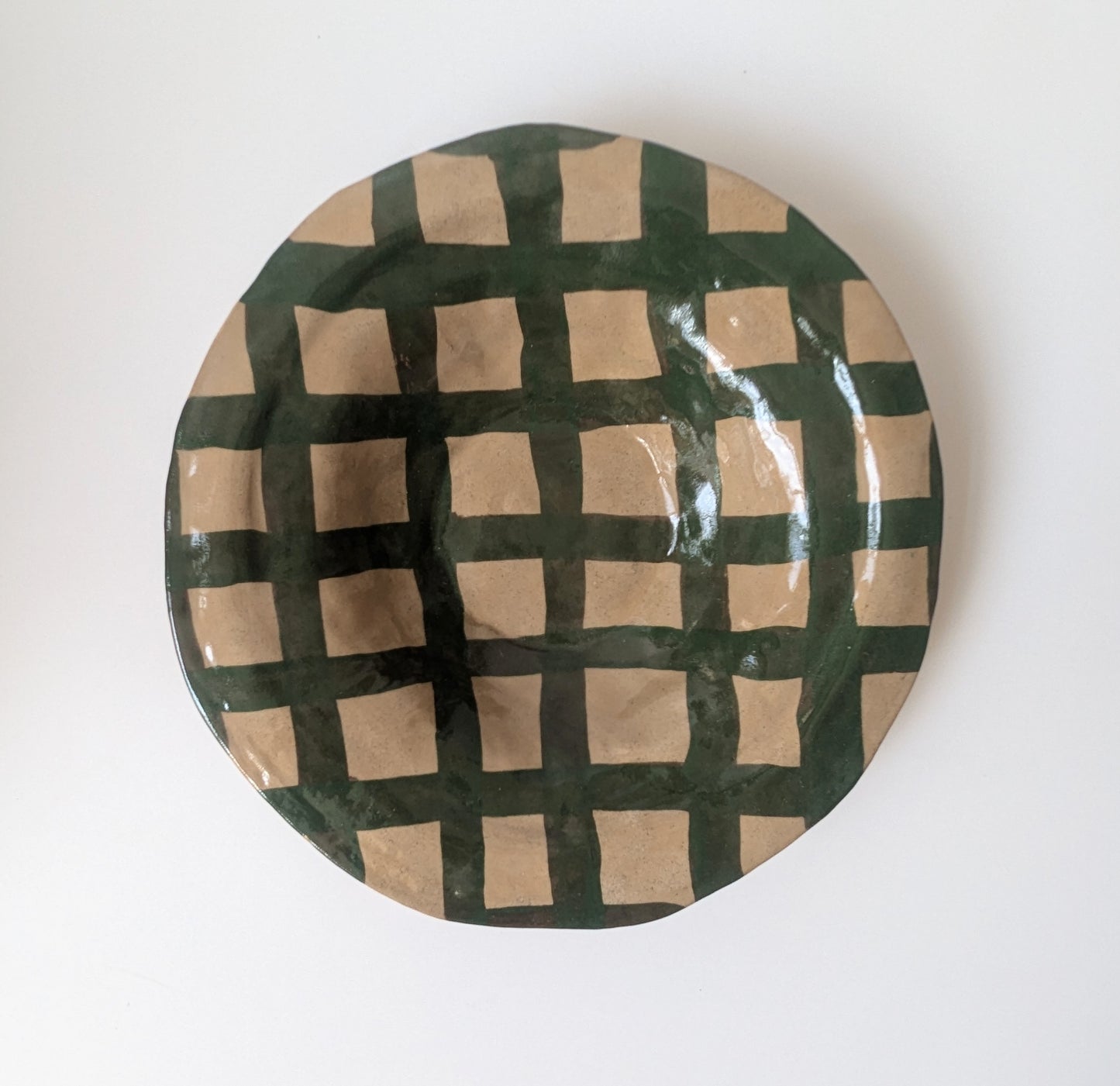 Green Gingham Bowl
