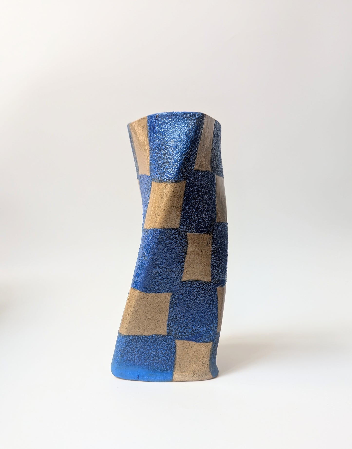 Blue Check Twist Vase Seconds
