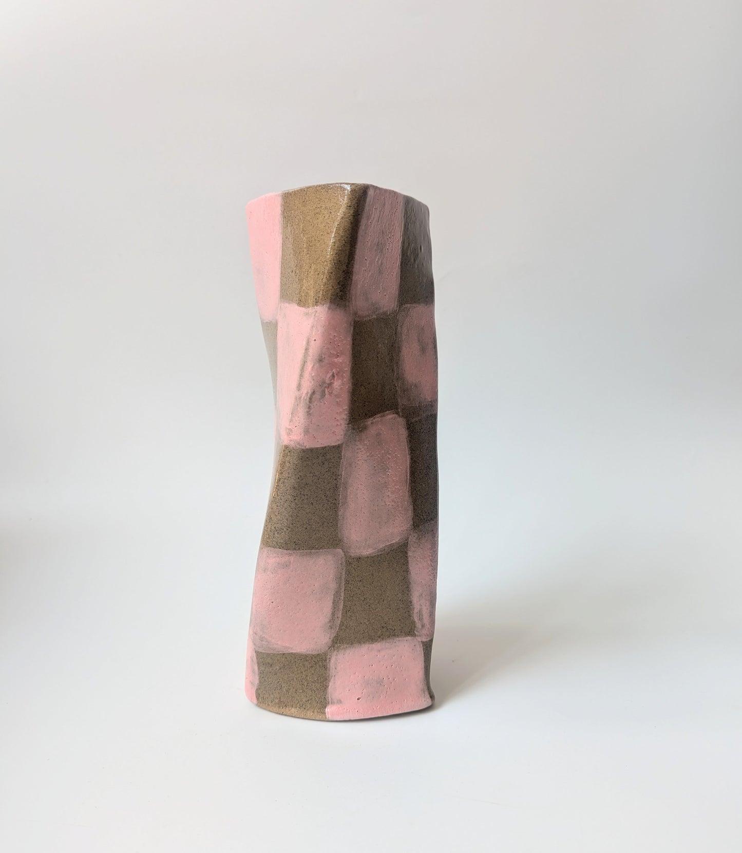 Pink Check Twist Vase Seconds